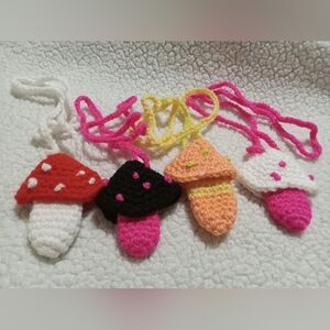 Mushroom lanyard chapstick holders crocheted